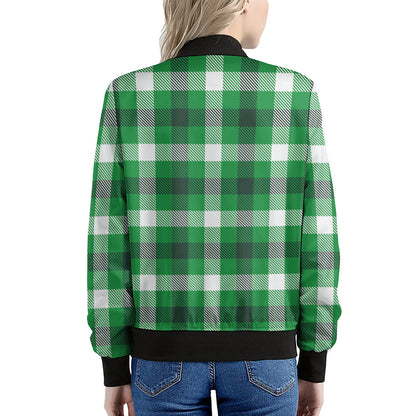 Irish Check Saint Patrick's Day Print Women's Bomber Jacket