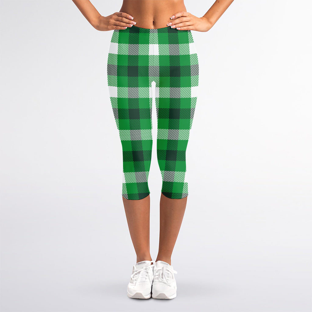 Irish Check Saint Patrick's Day Print Women's Capri Leggings