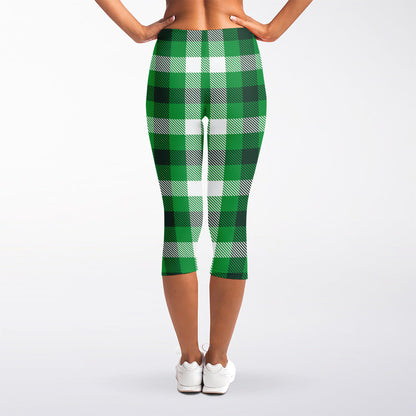Irish Check Saint Patrick's Day Print Women's Capri Leggings