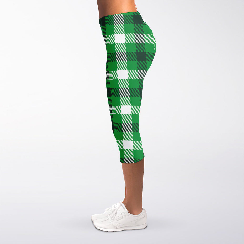 Irish Check Saint Patrick's Day Print Women's Capri Leggings