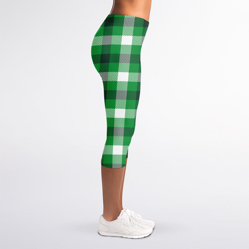 Irish Check Saint Patrick's Day Print Women's Capri Leggings