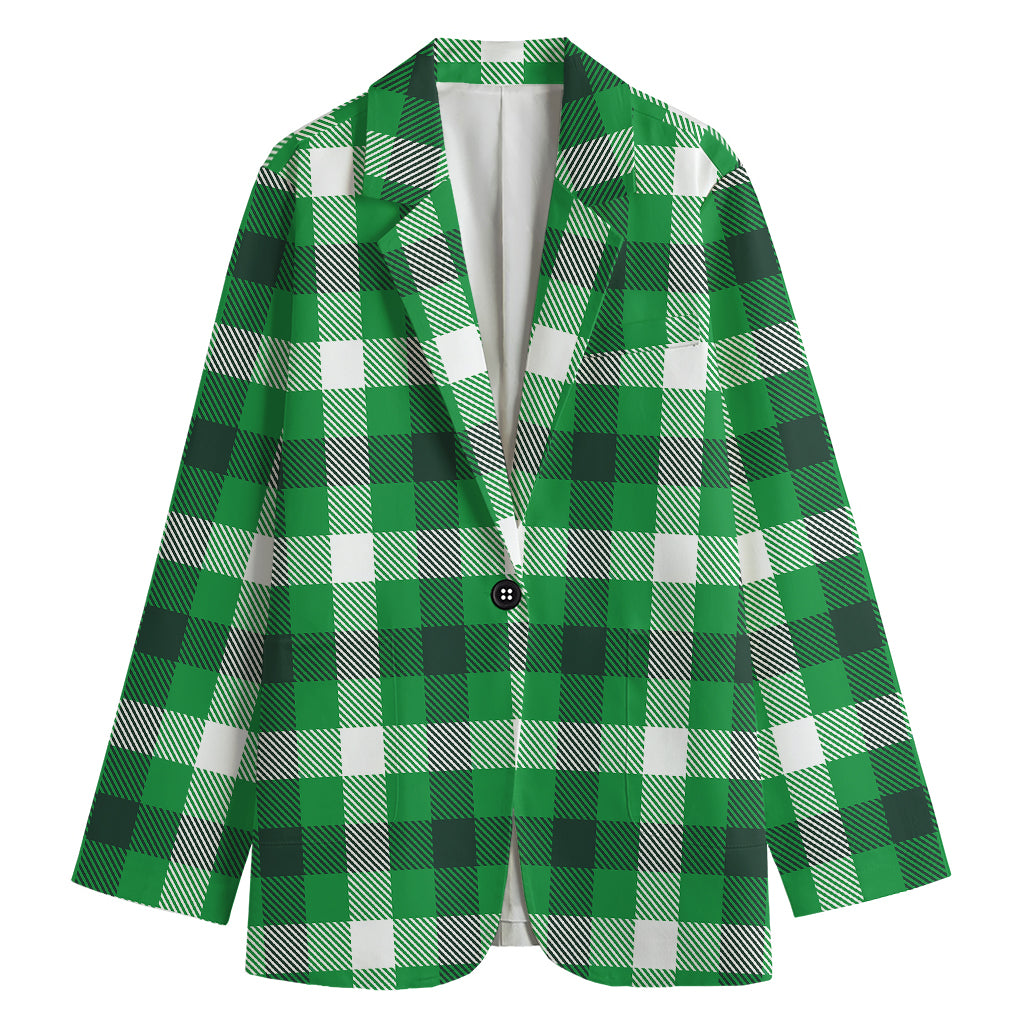 Irish Check Saint Patrick's Day Print Women's Cotton Blazer