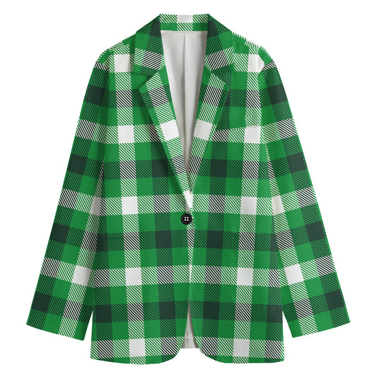Irish Check Saint Patrick's Day Print Women's Cotton Blazer