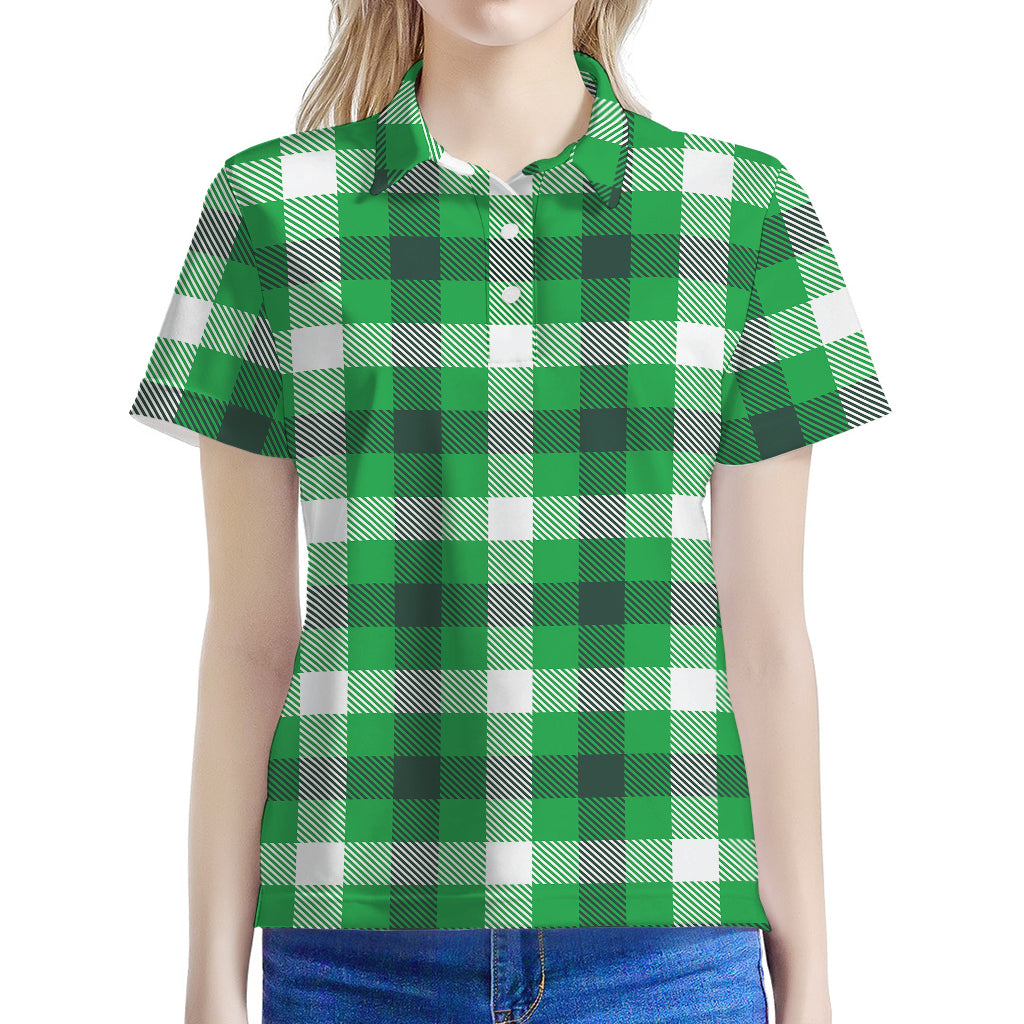 Irish Check Saint Patrick's Day Print Women's Polo Shirt