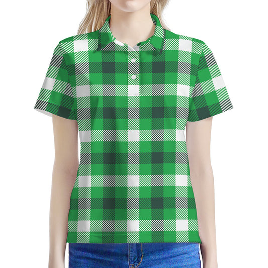 Irish Check Saint Patrick's Day Print Women's Polo Shirt