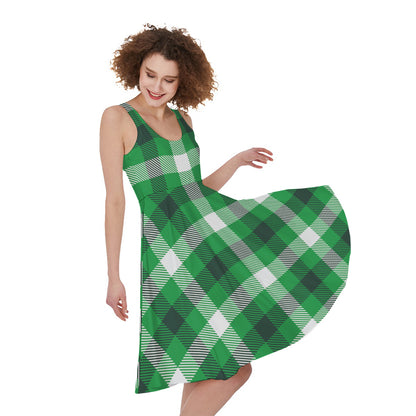 Irish Check Saint Patrick's Day Print Women's Sleeveless Dress