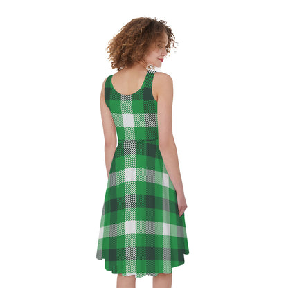 Irish Check Saint Patrick's Day Print Women's Sleeveless Dress