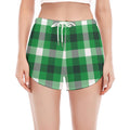 Irish Check Saint Patrick's Day Print Women's Split Running Shorts