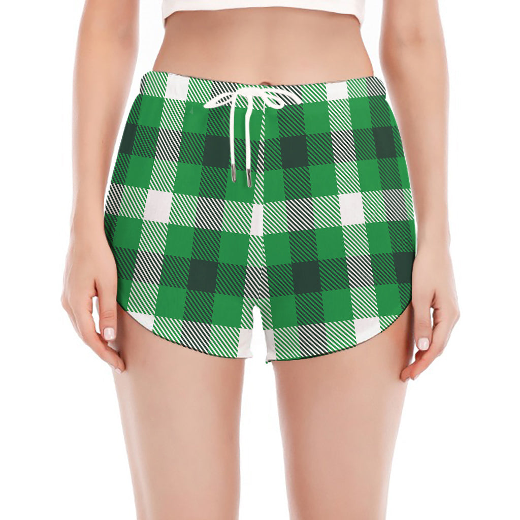 Irish Check Saint Patrick's Day Print Women's Split Running Shorts
