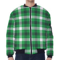 Irish Check Saint Patrick's Day Print Zip Sleeve Bomber Jacket