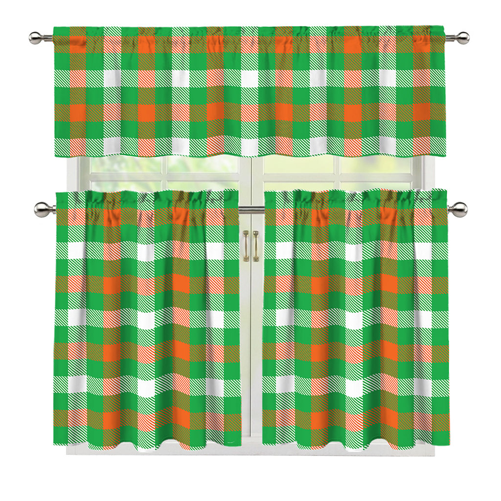 Irish Checkered St. Patrick's Day Print 3 Piece Kitchen Curtains