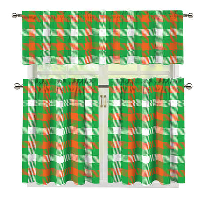 Irish Checkered St. Patrick's Day Print 3 Piece Kitchen Curtains
