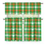 Irish Checkered St. Patrick's Day Print 3 Piece Kitchen Curtains