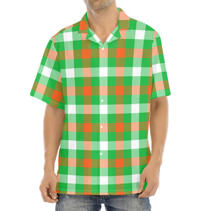 Irish Checkered St. Patrick's Day Print Aloha Shirt