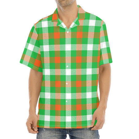 Irish Checkered St. Patrick's Day Print Aloha Shirt