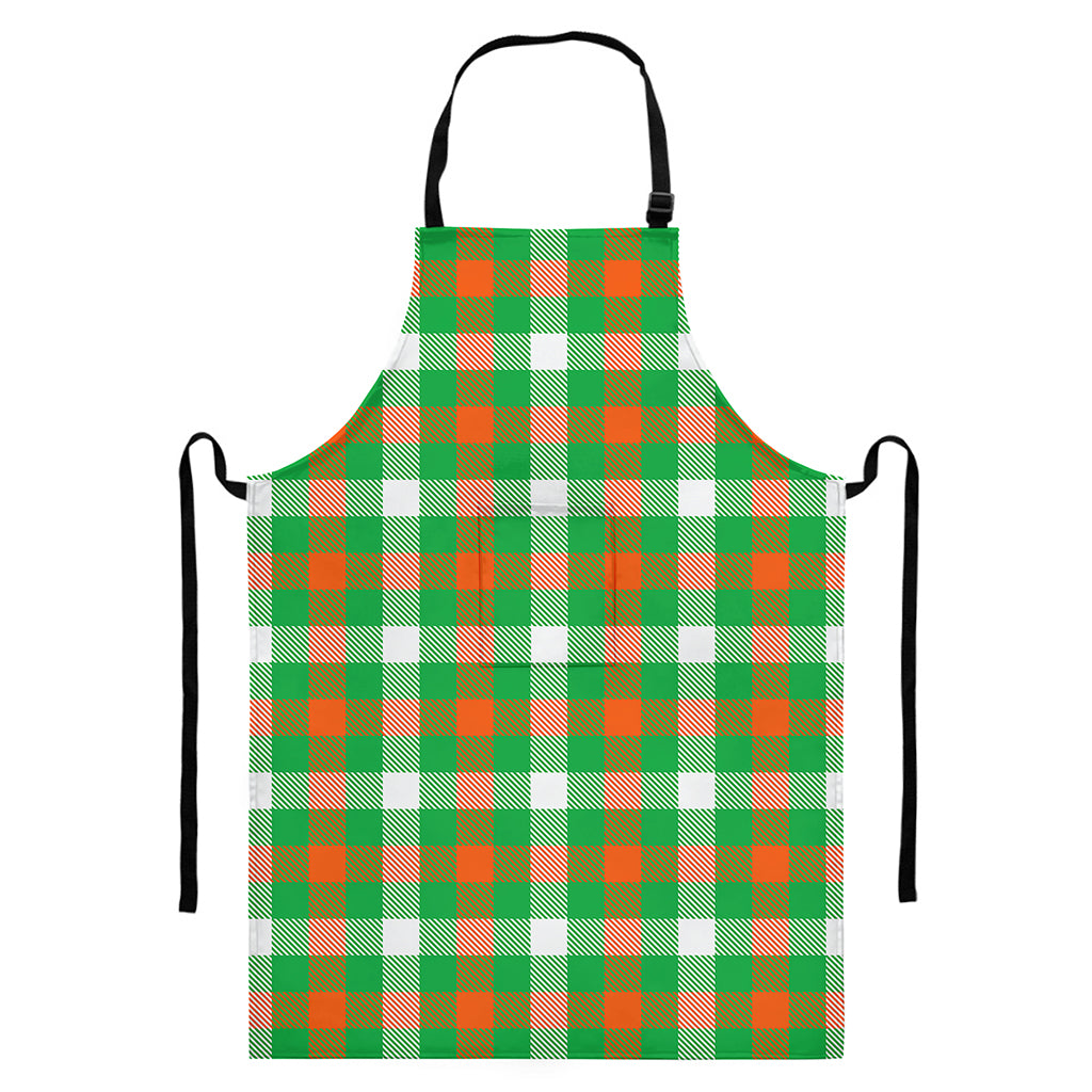 Irish Checkered St. Patrick's Day Print Bib Apron With Pocket