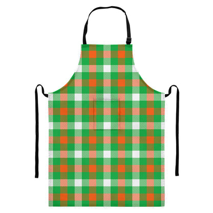 Irish Checkered St. Patrick's Day Print Bib Apron With Pocket