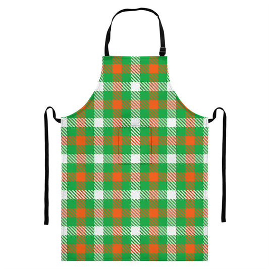 Irish Checkered St. Patrick's Day Print Bib Apron With Pocket