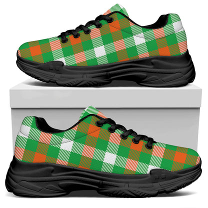 Irish Checkered St. Patrick's Day Print Black Chunky Shoes