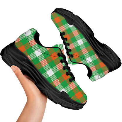 Irish Checkered St. Patrick's Day Print Black Chunky Shoes