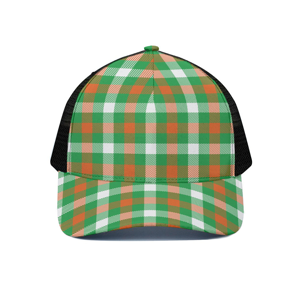 Irish Checkered St. Patrick's Day Print Black Mesh Trucker Cap