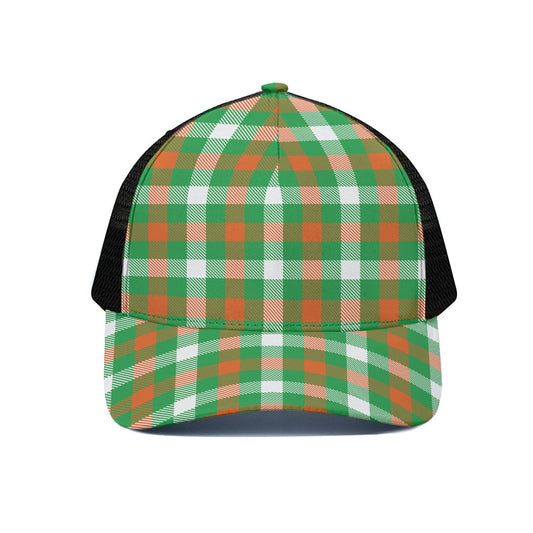 Irish Checkered St. Patrick's Day Print Black Mesh Trucker Cap