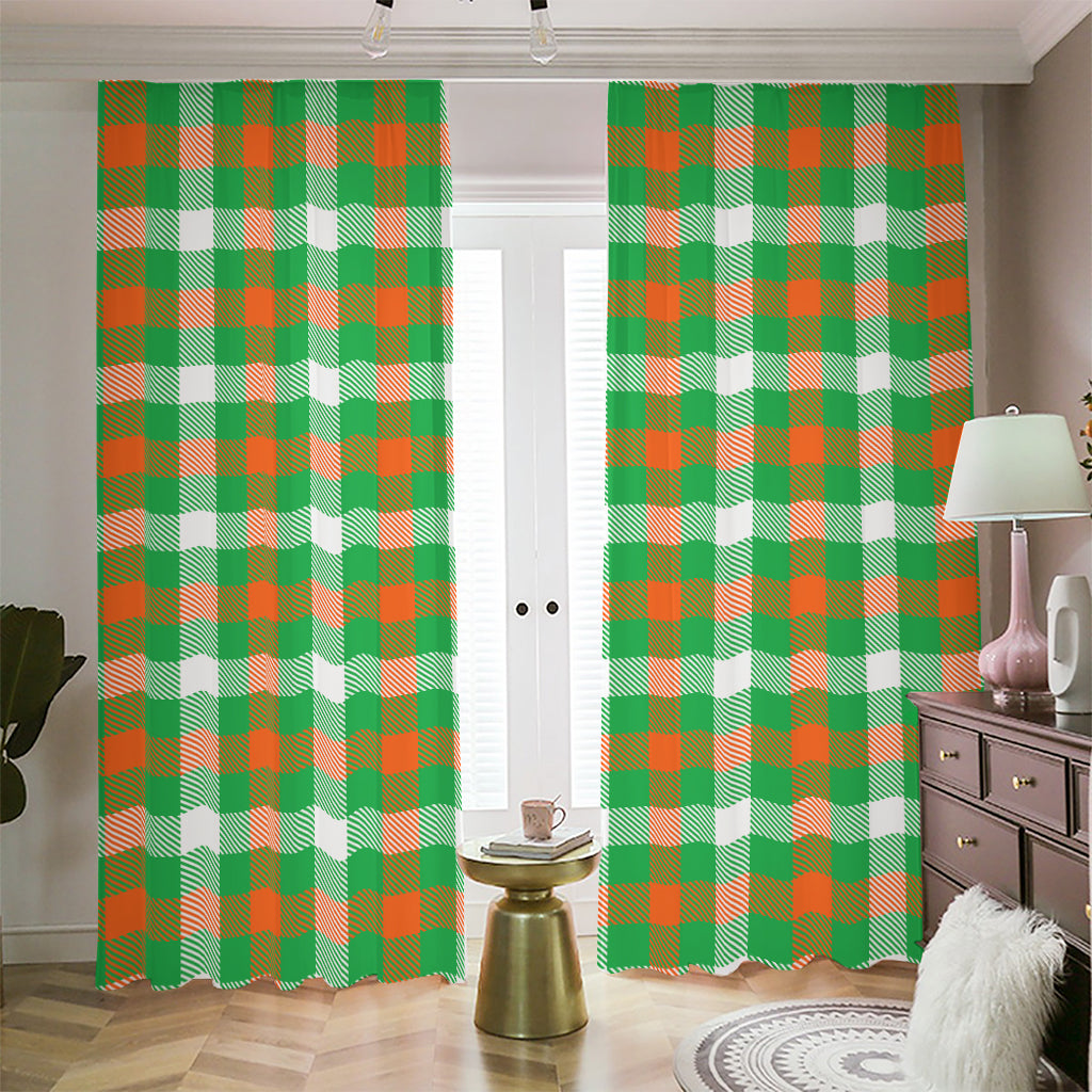 Irish Checkered St. Patrick's Day Print Blackout Pencil Pleat Curtains