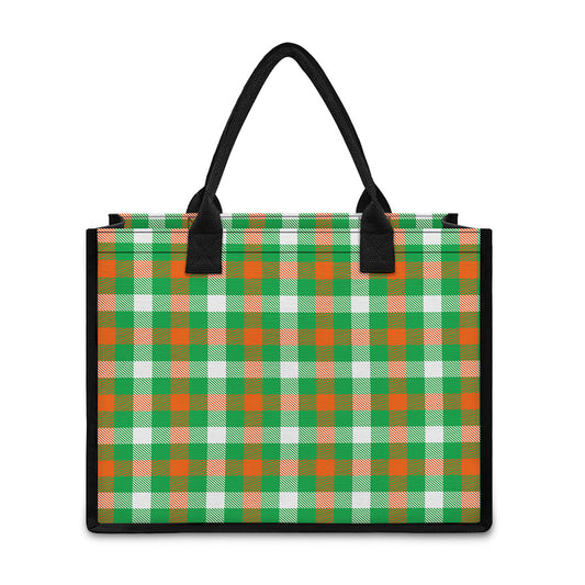 Irish Checkered St. Patrick's Day Print Canvas Tote Bag