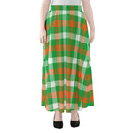 Irish Checkered St. Patrick's Day Print Chiffon Maxi Skirt