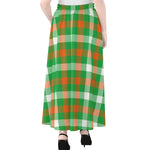 Irish Checkered St. Patrick's Day Print Chiffon Maxi Skirt