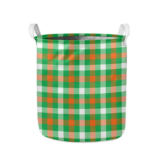 Irish Checkered St. Patrick's Day Print Collapsible Laundry Basket