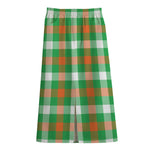 Irish Checkered St. Patrick's Day Print Cotton Front Slit Maxi Skirt