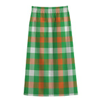 Irish Checkered St. Patrick's Day Print Cotton Front Slit Maxi Skirt