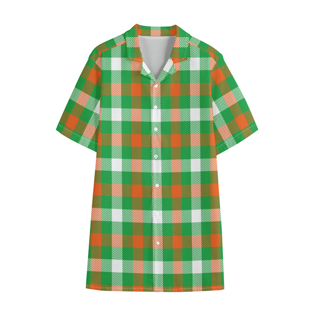 Irish Checkered St. Patrick's Day Print Cotton Hawaiian Shirt
