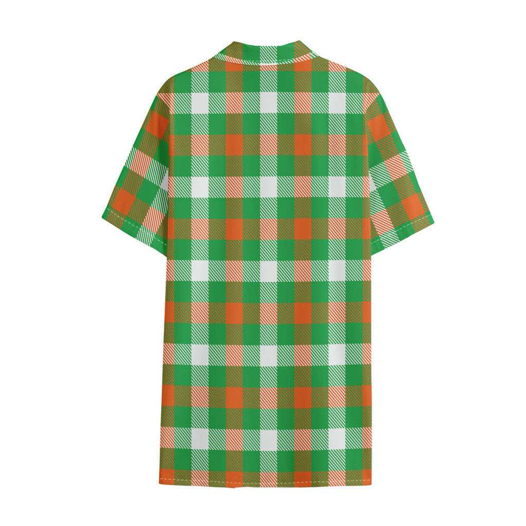 Irish Checkered St. Patrick's Day Print Cotton Hawaiian Shirt