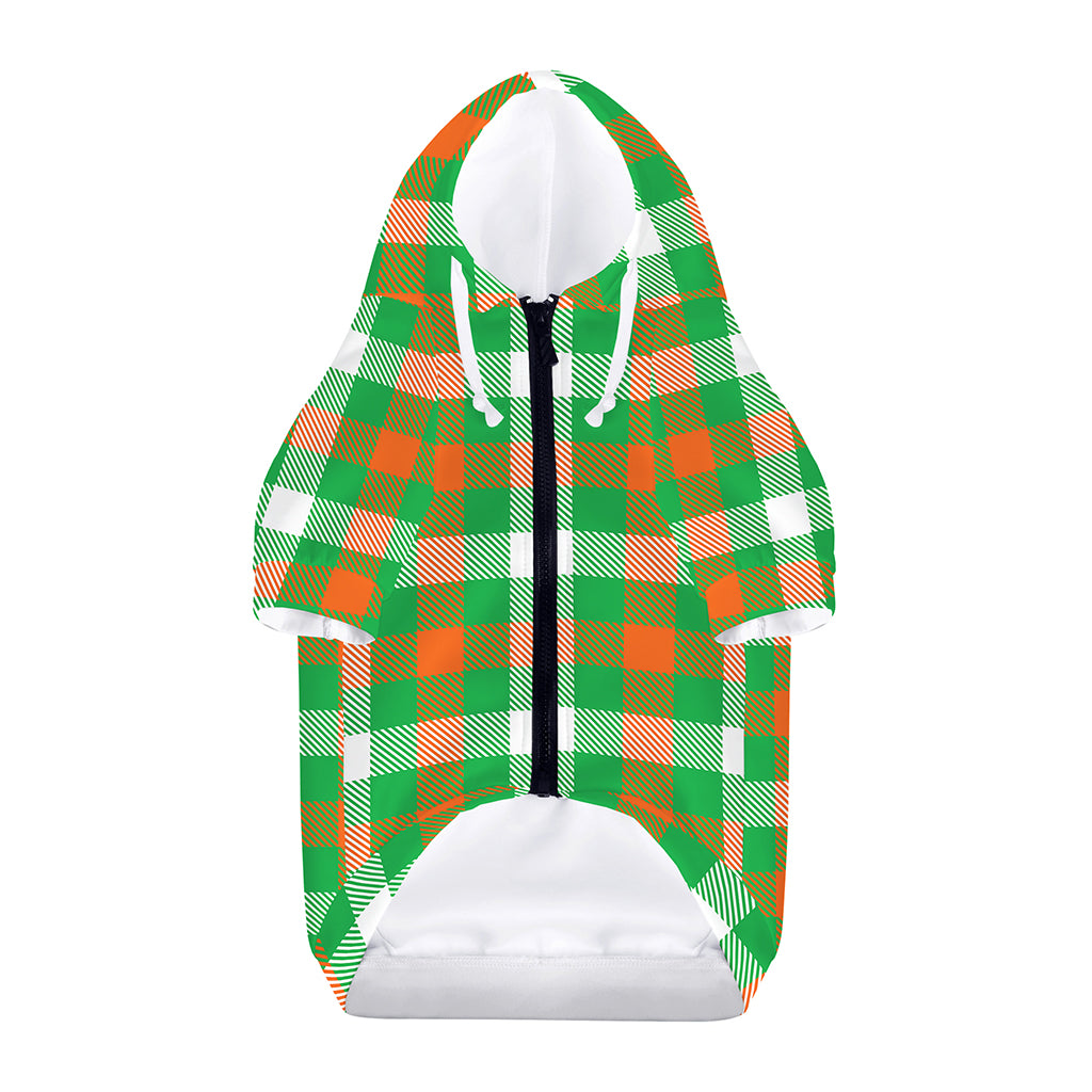 Irish Checkered St. Patrick's Day Print Dog Zip Up Hoodie