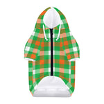 Irish Checkered St. Patrick's Day Print Dog Zip Up Hoodie