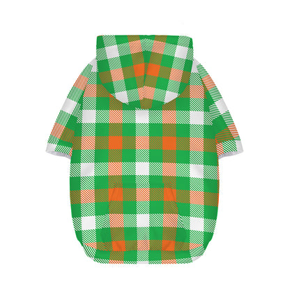 Irish Checkered St. Patrick's Day Print Dog Zip Up Hoodie