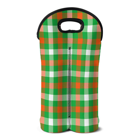 Irish Checkered St. Patrick's Day Print Double Neoprene Wine Tote