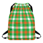 Irish Checkered St. Patrick's Day Print Drawstring Backpack