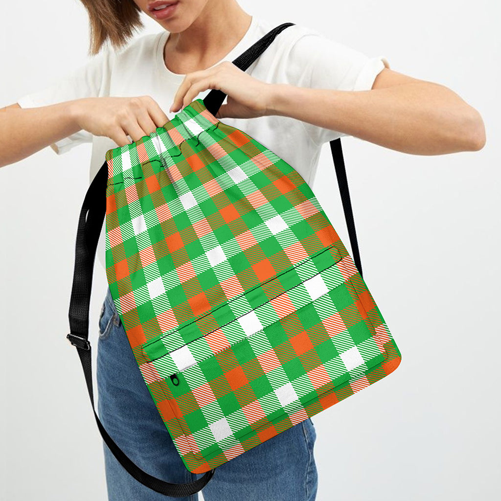 Irish Checkered St. Patrick's Day Print Drawstring Backpack