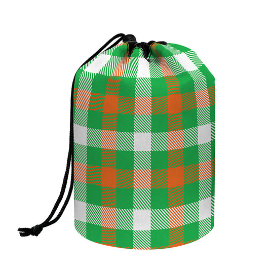 Irish Checkered St. Patrick's Day Print Drawstring Makeup Bag