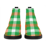 Irish Checkered St. Patrick's Day Print Flat Ankle Boots
