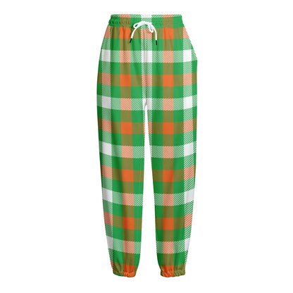 Irish Checkered St. Patrick's Day Print Fleece Lined Knit Pants