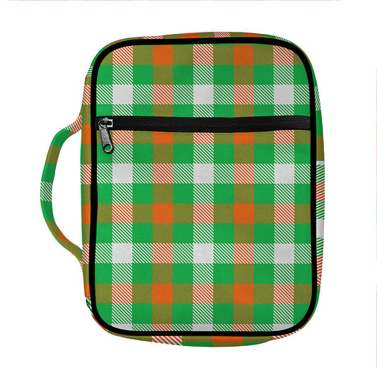 Irish Checkered St. Patrick's Day Print Front Pocket Bible Bag