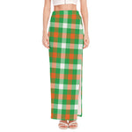 Irish Checkered St. Patrick's Day Print High Slit Maxi Skirt