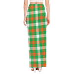 Irish Checkered St. Patrick's Day Print High Slit Maxi Skirt