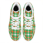 Irish Checkered St. Patrick's Day Print High Top Leather Sneakers