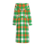 Irish Checkered St. Patrick's Day Print Hooded Bathrobe