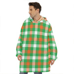 Irish Checkered St. Patrick's Day Print Hoodie Blanket